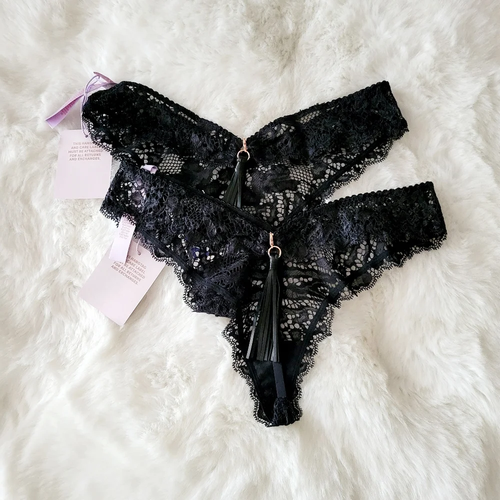 💋SAVAGE X FENTY BY RHIANNA 2-PACK ALIEN ANIMAL HIGH-LEG LACE THONG SIZE M